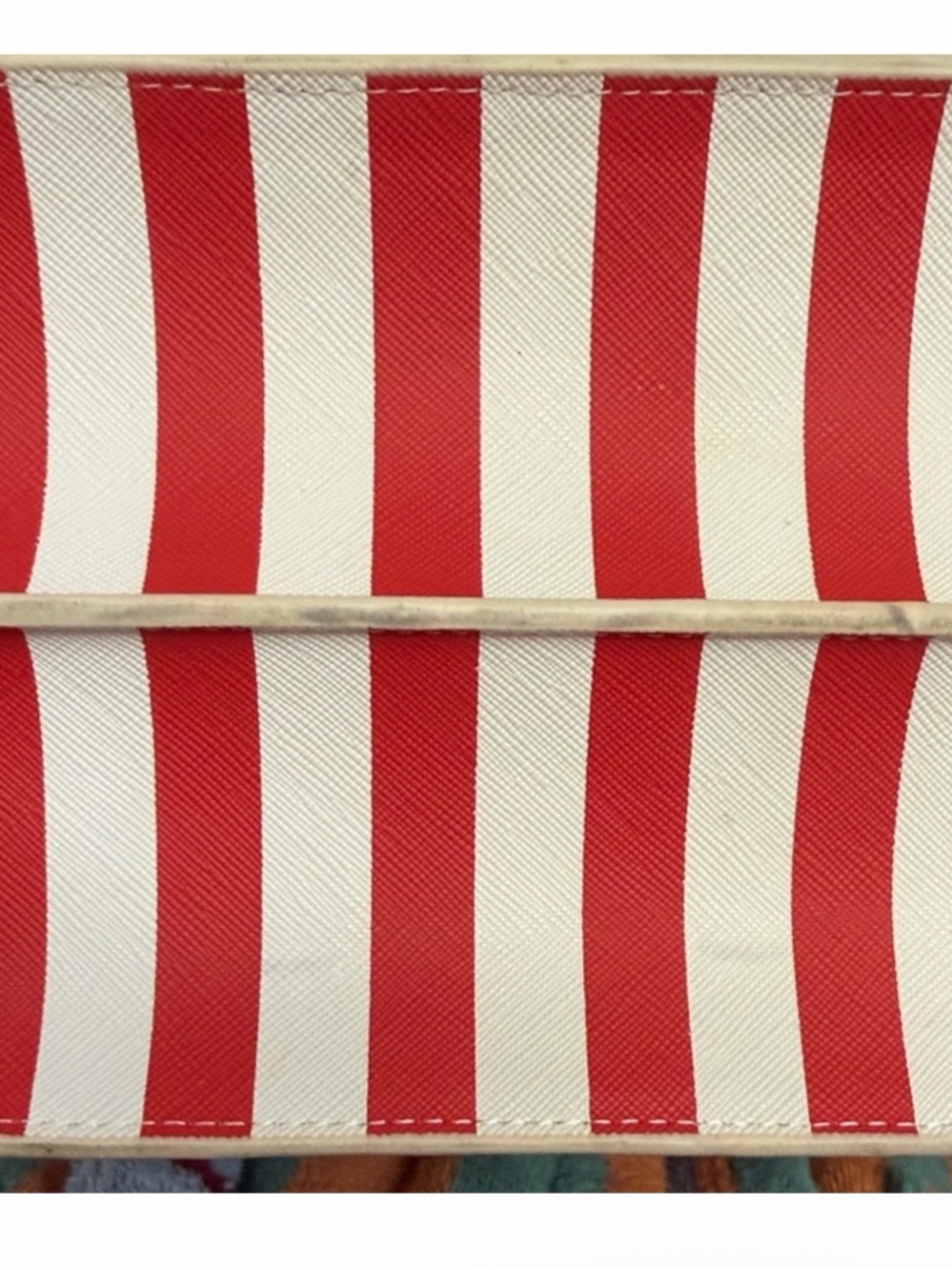 Striped Red & White Crossbody Bag - St. John - Picture 7 of 11